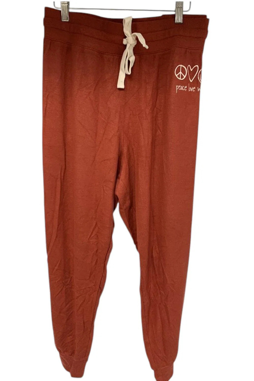 Peace Love World Women's Comfy Affirmation Jogger Rust - Petite